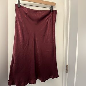 Plum, satin, a-line skirt, size Sm.
